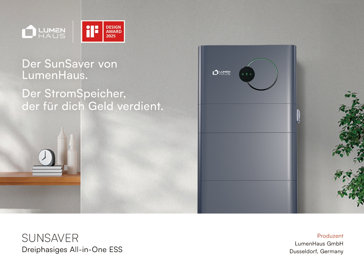 LumenHaus SunSaver All-in-One Home ESS gewinnt den iF Design Award 2025